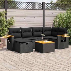 Set de sofás de jardín 7 pzas con cojines ratán sintético negro de , Conjuntos de jardín - Ref: Foro24-3325975, Precio: 500,8...