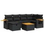 Set de sofás de jardín 7 pzas con cojines ratán sintético negro de , Conjuntos de jardín - Ref: Foro24-3325975, Precio: 500,8...
