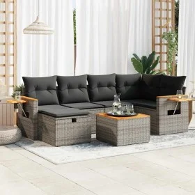 Set de sofás de jardín 7 pzas con cojines ratán sintético gris de , Conjuntos de jardín - Ref: Foro24-3325980, Precio: 432,45...