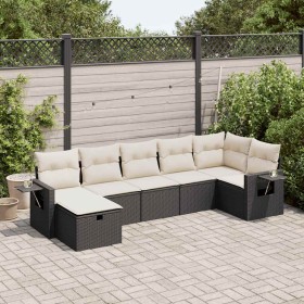 Set de sofás de jardín 7 pzas con cojines ratán sintético negro de , Conjuntos de jardín - Ref: Foro24-3325502, Precio: 429,7...
