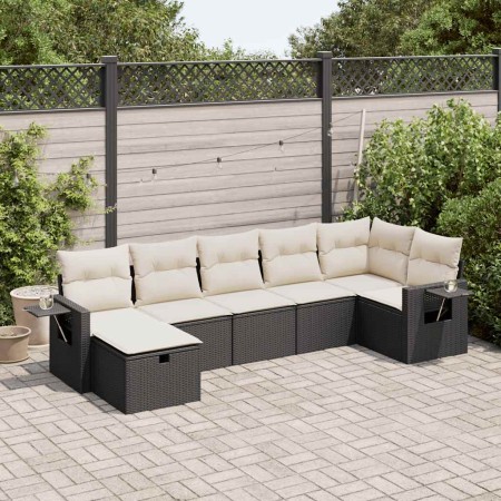 Set de sofás de jardín 7 pzas con cojines ratán sintético negro de , Conjuntos de jardín - Ref: Foro24-3325502, Precio: 429,7...