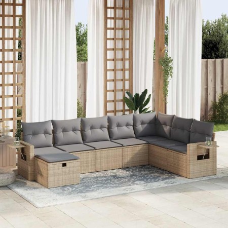 Set de sofás de jardín y cojines 8 piezas ratán sintético beige de , Conjuntos de jardín - Ref: Foro24-3325535, Precio: 531,0...