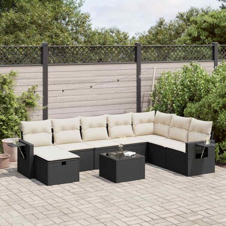 Set de sofás de jardín con cojines 9 pzas ratán sintético negro de , Conjuntos de jardín - Ref: Foro24-3325542, Precio: 524,0...