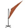 Sombrilla voladiza con poste y luces LED terracota 250 cm de vidaXL, Sombrillas - Ref: Foro24-312327, Precio: 163,91 €, Descu...