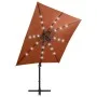 Sombrilla voladiza con poste y luces LED terracota 250 cm de vidaXL, Sombrillas - Ref: Foro24-312327, Precio: 163,91 €, Descu...