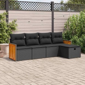 Set de muebles de jardín 5 pzas y cojines ratán sintético negro de , Conjuntos de jardín - Ref: Foro24-3326010, Precio: 317,5...