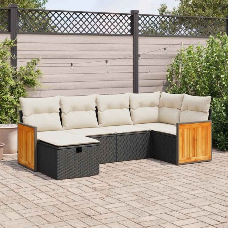 Set de sofás de jardín 6 piezas y cojines ratán sintético negro de , Conjuntos de jardín - Ref: Foro24-3326025, Precio: 380,5...