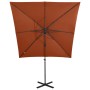 Sombrilla voladiza con poste y luces LED terracota 250 cm de vidaXL, Sombrillas - Ref: Foro24-312327, Precio: 155,05 €, Descu...
