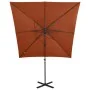 Sombrilla voladiza con poste y luces LED terracota 250 cm de vidaXL, Sombrillas - Ref: Foro24-312327, Precio: 163,91 €, Descu...