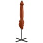 Sombrilla voladiza con poste y luces LED terracota 250 cm de vidaXL, Sombrillas - Ref: Foro24-312327, Precio: 155,05 €, Descu...