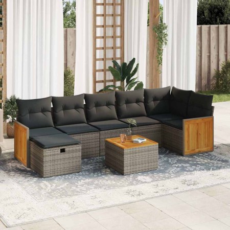 Set de sofás de jardín y cojines 8 piezas ratán sintético gris de , Conjuntos de jardín - Ref: Foro24-3326050, Precio: 489,09...