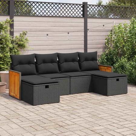Set de sofás de jardín 6 piezas y cojines ratán sintético negro de , Conjuntos de jardín - Ref: Foro24-3326052, Precio: 368,0...