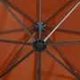 Sombrilla voladiza con poste y luces LED terracota 250 cm de vidaXL, Sombrillas - Ref: Foro24-312327, Precio: 163,91 €, Descu...