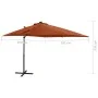 Sombrilla voladiza con poste y luces LED terracota 250 cm de vidaXL, Sombrillas - Ref: Foro24-312327, Precio: 163,91 €, Descu...