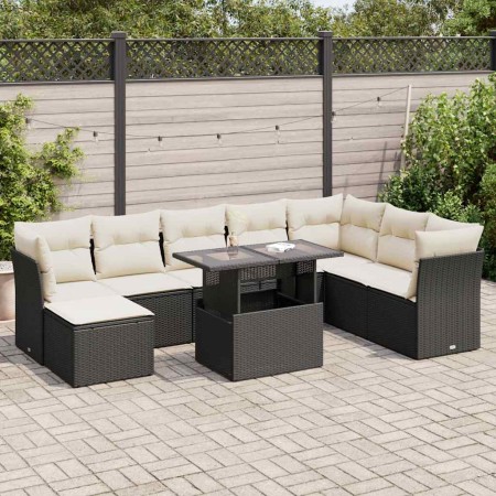 Set de sofás de jardín con cojines 9 pzas ratán sintético negro de , Conjuntos de jardín - Ref: Foro24-3326207, Precio: 570,9...