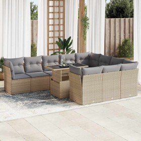 Set de sofás de jardín 11pzas con cojines ratán sintético beige de , Conjuntos de jardín - Ref: Foro24-3326230, Precio: 769,8...