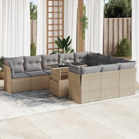 Set de sofás de jardín 11pzas con cojines ratán sintético beige de , Conjuntos de jardín - Ref: Foro24-3326230, Precio: 769,8...