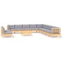 Juego de muebles de jardín 12 pzas y cojines madera maciza pino de vidaXL, Conjuntos de jardín - Ref: Foro24-3096856, Precio:...