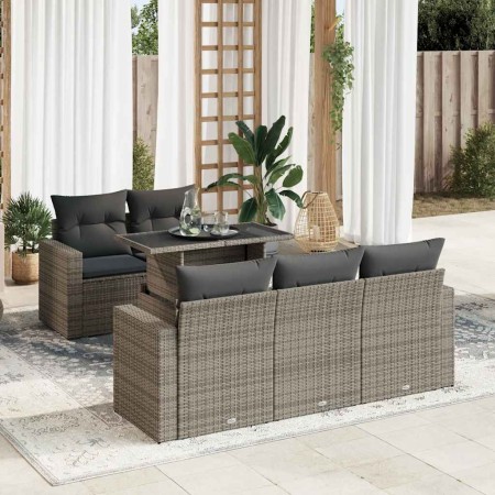 Set de muebles de jardín 6 pzas y cojines ratán sintético gris de , Conjuntos de jardín - Ref: Foro24-3326251, Precio: 469,58...