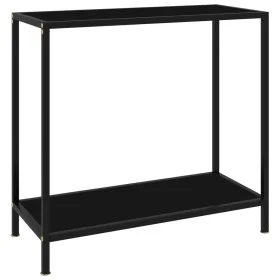 Console table black tempered glass 80x35x75 cm by vidaXL, Side tables - Ref: Foro24-322832, Price: 53,71 €, Discount: %