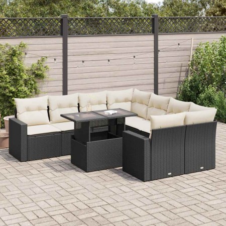 Set de sofás de jardín con cojines 9 pzas ratán sintético negro de , Conjuntos de jardín - Ref: Foro24-3326287, Precio: 597,9...