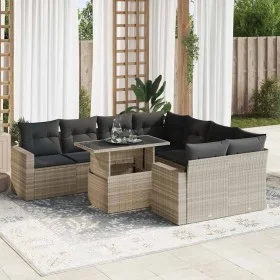 Set muebles jardín 9 pzas y cojines ratán sintético gris claro de , Conjuntos de jardín - Ref: Foro24-3326293, Precio: 668,49...