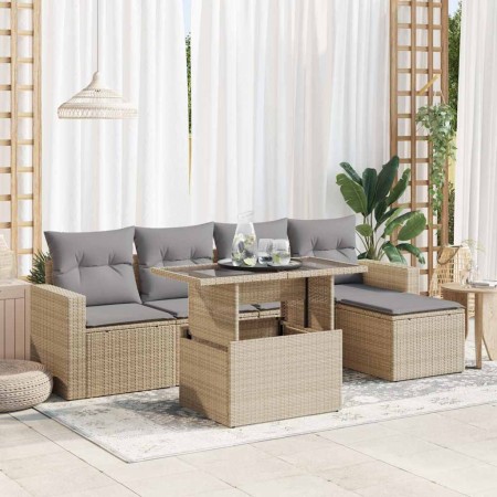 Juego de sofás jardín con cojines 6 pzas ratán sintético beige de , Conjuntos de jardín - Ref: Foro24-3326300, Precio: 455,53...