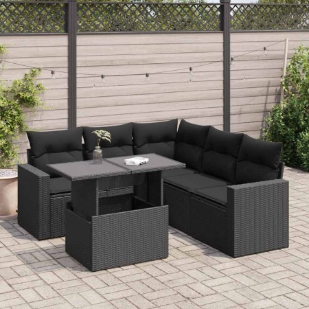 Set de sofás de jardín 6 piezas y cojines ratán sintético negro de , Conjuntos de jardín - Ref: Foro24-3326316, Precio: 474,3...