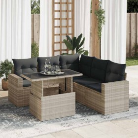 Set de sofás de jardín 6 pzas y cojines ratán sintético gris de , Conjuntos de jardín - Ref: Foro24-3326323, Precio: 466,10 €...