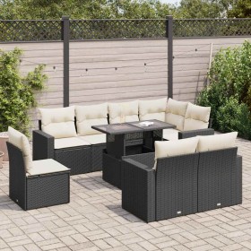 Set de sofás de jardín con cojines 9 pzas ratán sintético negro de , Conjuntos de jardín - Ref: Foro24-3326337, Precio: 622,0...