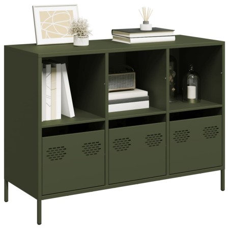 Aparador de acero laminado en frío verde oliva 101,5x39x73,5 cm de , Aparadores - Ref: Foro24-851368, Precio: 175,90 €, Descu...