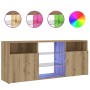 Mueble TV luces LED madera ingeniería roble artisan 120x30x50cm de , Muebles TV - Ref: Foro24-856352, Precio: 106,23 €, Descu...