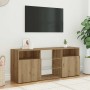 Mueble TV luces LED madera ingeniería roble artisan 120x30x50cm de , Muebles TV - Ref: Foro24-856352, Precio: 106,23 €, Descu...