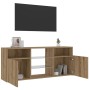 Mueble TV luces LED madera ingeniería roble artisan 120x30x50cm de , Muebles TV - Ref: Foro24-856352, Precio: 106,23 €, Descu...