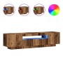 Mueble TV luces LED madera ingeniería envejecida 160x35x40 cm de , Muebles TV - Ref: Foro24-856359, Precio: 122,20 €, Descuen...