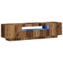 Mueble TV luces LED madera ingeniería envejecida 160x35x40 cm de , Muebles TV - Ref: Foro24-856359, Precio: 122,20 €, Descuen...
