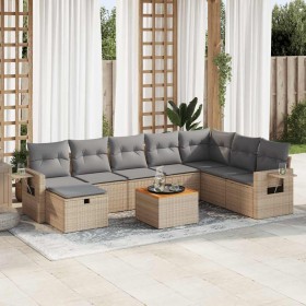 Set de sofás de jardín con cojines 9 pzas ratán sintético beige de , Conjuntos de jardín - Ref: Foro24-3325832, Precio: 575,7...