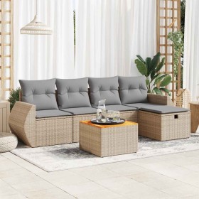 Juego de sofás jardín con cojines 6 pzas ratán sintético beige de , Conjuntos de jardín - Ref: Foro24-3325839, Precio: 388,53...