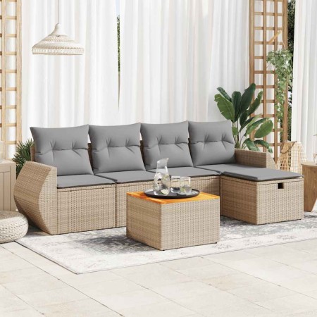 Juego de sofás jardín con cojines 6 pzas ratán sintético beige de , Conjuntos de jardín - Ref: Foro24-3325839, Precio: 388,53...
