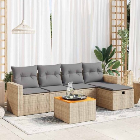 Juego de sofás jardín con cojines 6 pzas ratán sintético beige de , Conjuntos de jardín - Ref: Foro24-3325783, Precio: 399,80...