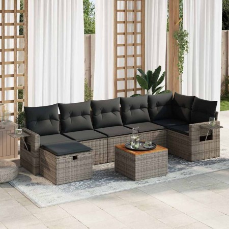 Set de sofás de jardín y cojines 8 piezas ratán sintético gris de , Conjuntos de jardín - Ref: Foro24-3325826, Precio: 499,48...