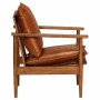 Sillón de cuero auténtico marrón con madera de acacia en Sillones | Comprar online en Foru.es