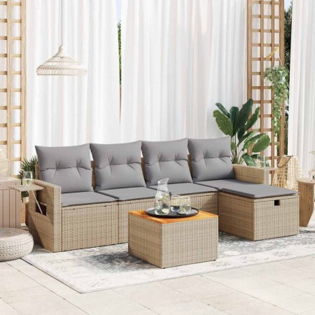 Juego de sofás jardín con cojines 6 pzas ratán sintético beige de , Conjuntos de jardín - Ref: Foro24-3325811, Precio: 400,76...