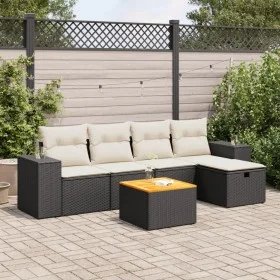 Set de sofás de jardín 6 piezas y cojines ratán sintético negro de , Conjuntos de jardín - Ref: Foro24-3325864, Precio: 360,1...