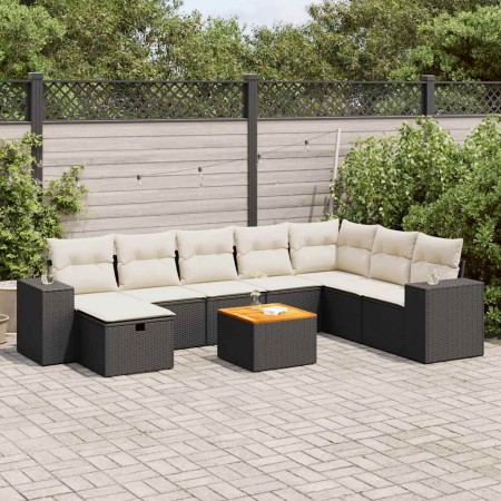 Set de sofás de jardín con cojines 9 pzas ratán sintético negro de , Conjuntos de jardín - Ref: Foro24-3325885, Precio: 523,9...