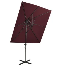 Sombrilla voladiza con cubierta doble burdeos 250x250 cm de vidaXL, Sombrillas - Ref: Foro24-312366, Precio: 161,15 €, Descue...
