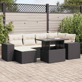 Set de sofás de jardín 7 pzas con cojines ratán sintético negro de , Conjuntos de jardín - Ref: Foro24-3326827, Precio: 488,2...