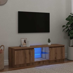 Mueble de TV luces LED madera roble artisan 140x40x35,5 cm de , Muebles TV - Ref: Foro24-856350, Precio: 127,06 €, Descuento: %