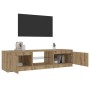 Mueble de TV luces LED madera roble artisan 140x40x35,5 cm de , Muebles TV - Ref: Foro24-856350, Precio: 127,06 €, Descuento: %