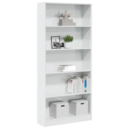 Estantería madera de ingeniería blanco brillo 80x24x176 cm de , Librerías y estanterías - Ref: Foro24-858308, Precio: 97,57 €...